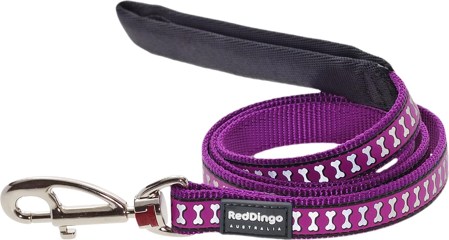 Red Dingo Reflective Dog Lead, 20 mm x 1.2 m, Medium, Black
