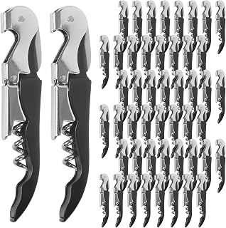 50 Pack Black Wine Opener Bulk Waiter Corkscrew Wine Opener Upgraded Heavy Duty Wine Keys Double Hinged Wine Key for Serves Bartenders Party Favor (50 Pack)