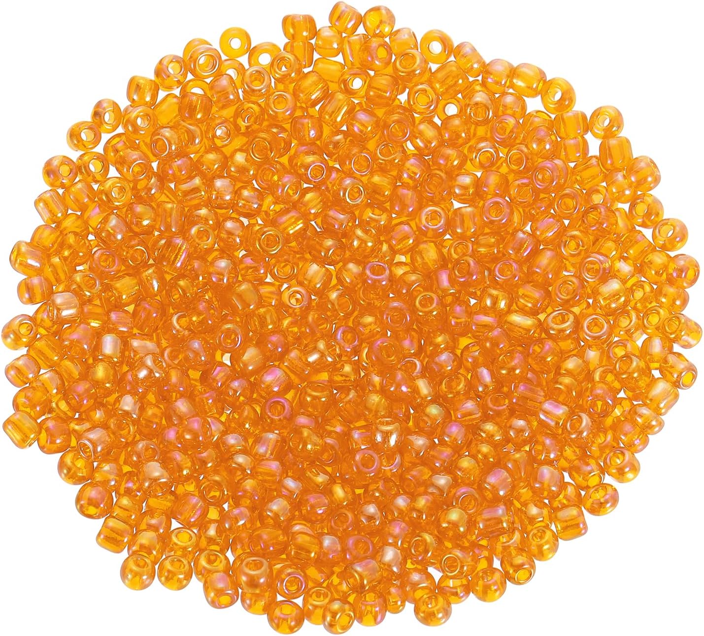 uxcell 1600Pcs Glass Seed Beads, 3mm 8/0 Loose Mini Beads with Hole, Bulk Craft Spacer for Earring Bracelet Necklace Jewelry Making, Orange AB