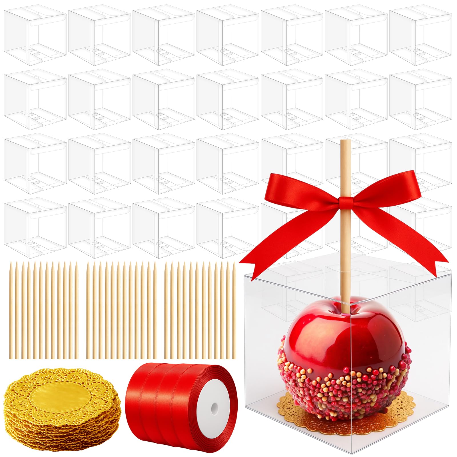 Boîtes à pommes transparentes Leinuosen pour mariage et emballage de bonbons de fête d'enfants