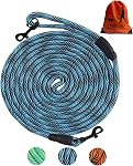 Long Dog Leash Tie-Out Check Cord, 16FT/30FT/50FT/100FT Recall Dog Training Rope Leash, Heavy Duty Dog Lead for Large Medium Small Dogs Playing, Camping, or Backyard