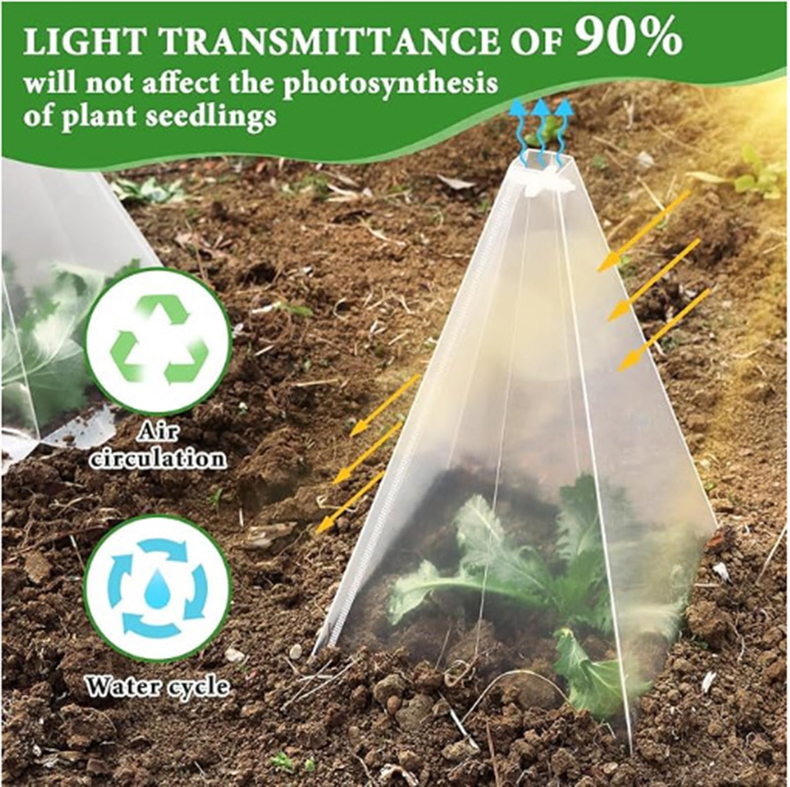 Greabuy Transparents - Protectores de plantas para plántulas, heladas solares, caracoles, pájaros, protección de invernaderos, cubiertas de invernadero, aumento del crecimiento, cubiertas de plantas