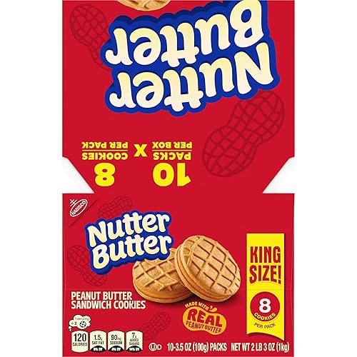 Miniatura 14 de NUTTER BUTTER Peanut Butter Sandwich Cookies, King Size, 10-3.5 oz Snack Packs