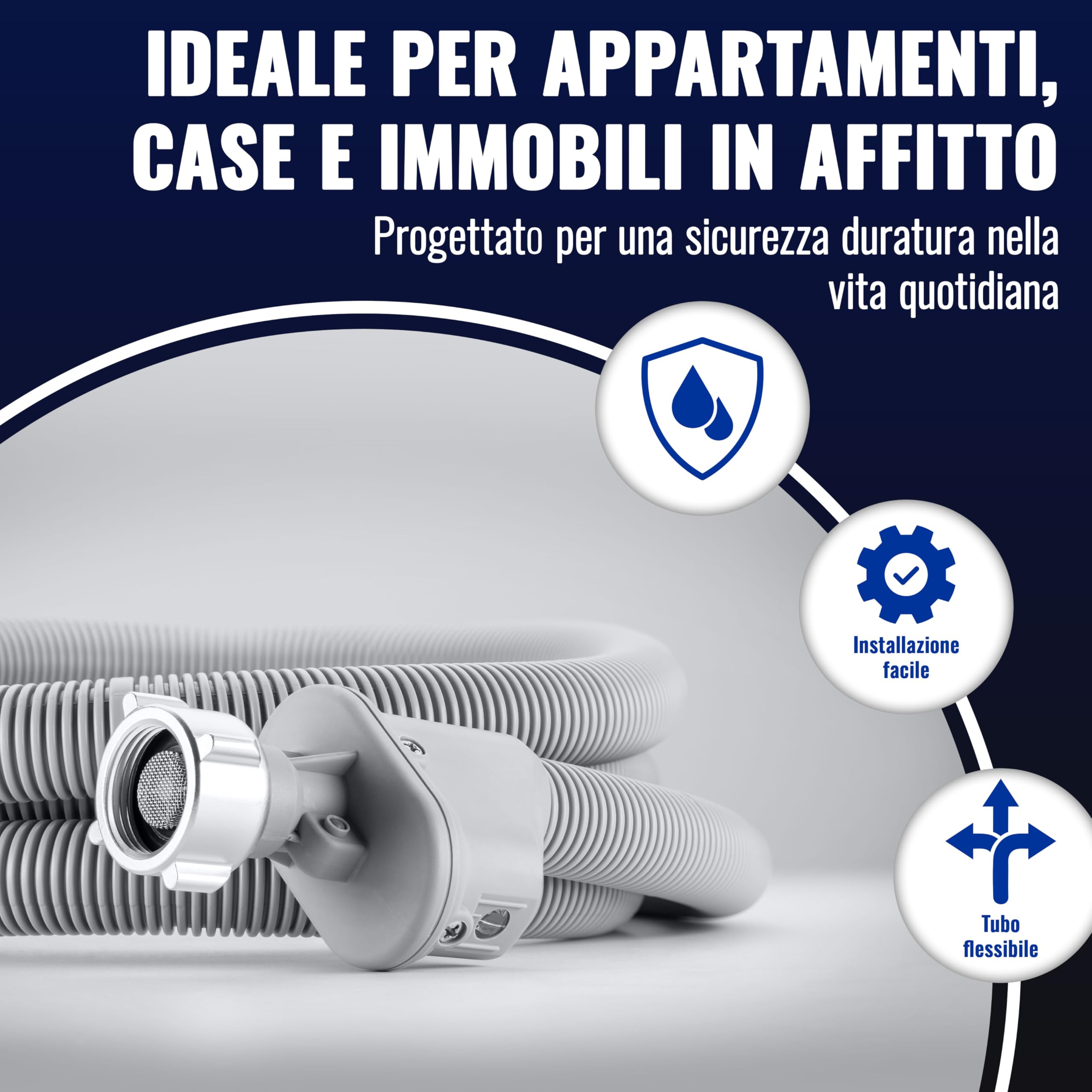 Poppstar Tubo per lavatrice 5m (tubo con aquastop per lavatrice, lavastoviglie), attacco 3/4 di pollice
