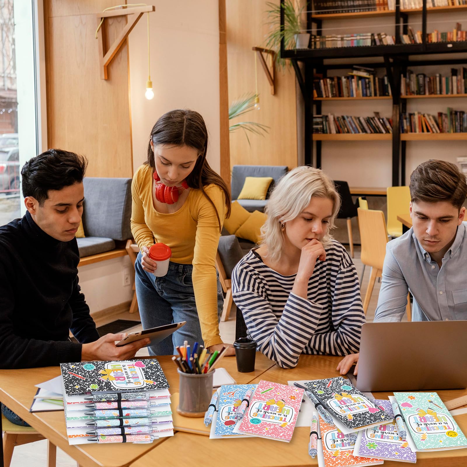 Haftnotizen und Stift, selbstklebend, personalisierbar, für Studenten, Schulanfang, Geschenk, Gastgeschenke, Lehrer, Preiszubehör, bunt, 6 Stück