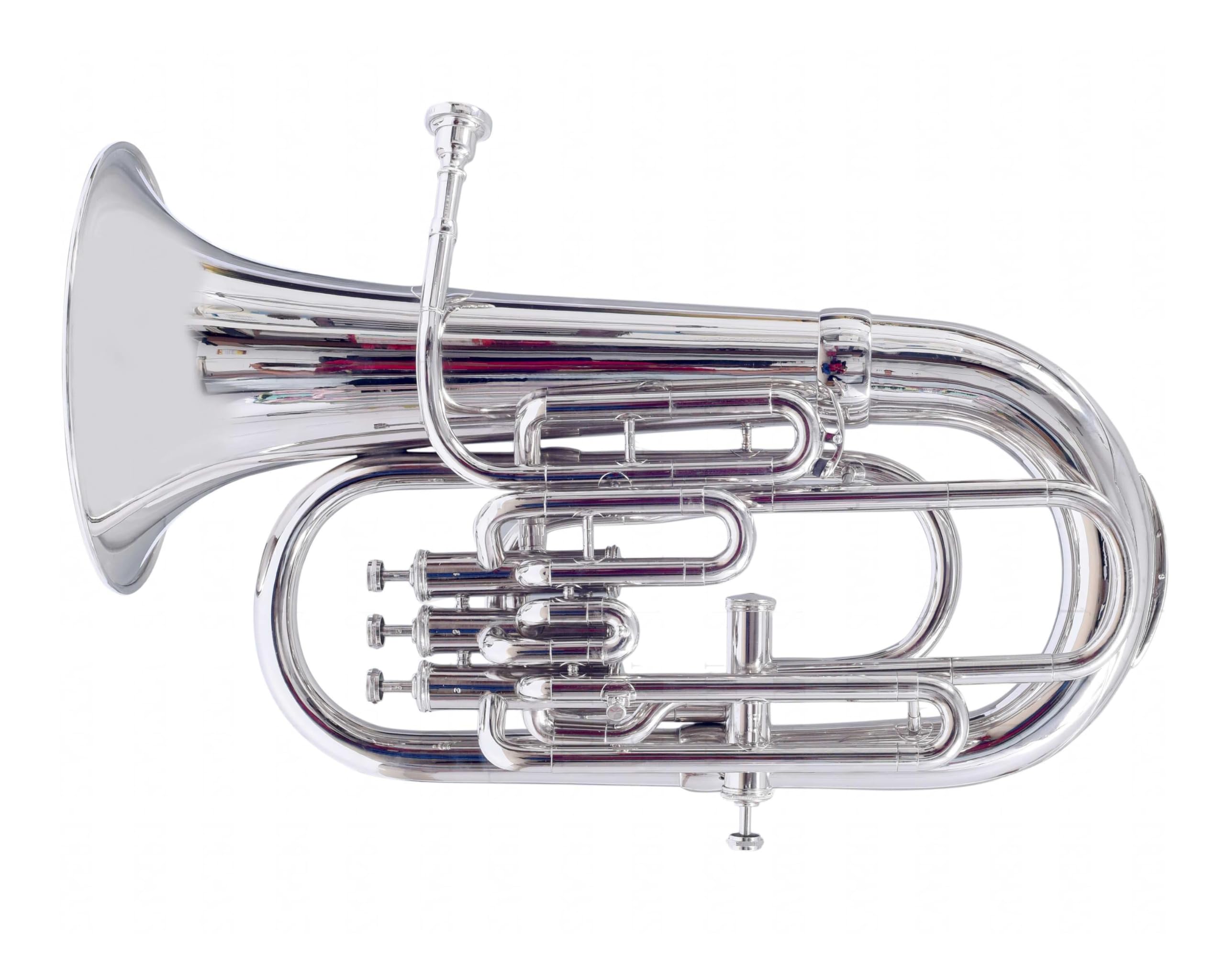 UNIQ Bb Euphonium 4 Valve for Students, Beginners with Free Hard Case and Mouthpiece, Bb Pitch Euphonium Brass Made Musical Instrument (Nickel Silver)