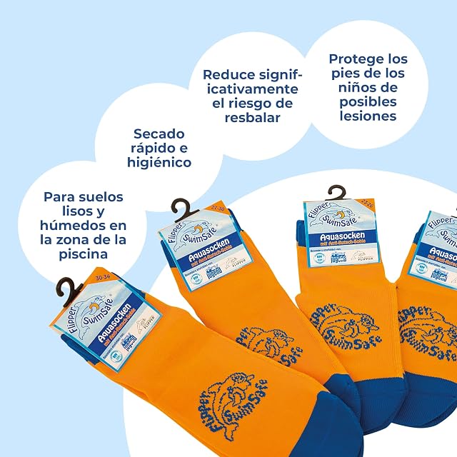 Foto 5 de 8 de Flipper Swimsafe 1054 - Aquasocks con suela antideslizante en azul-naranja, para niños, talla 31 -34, ideal…