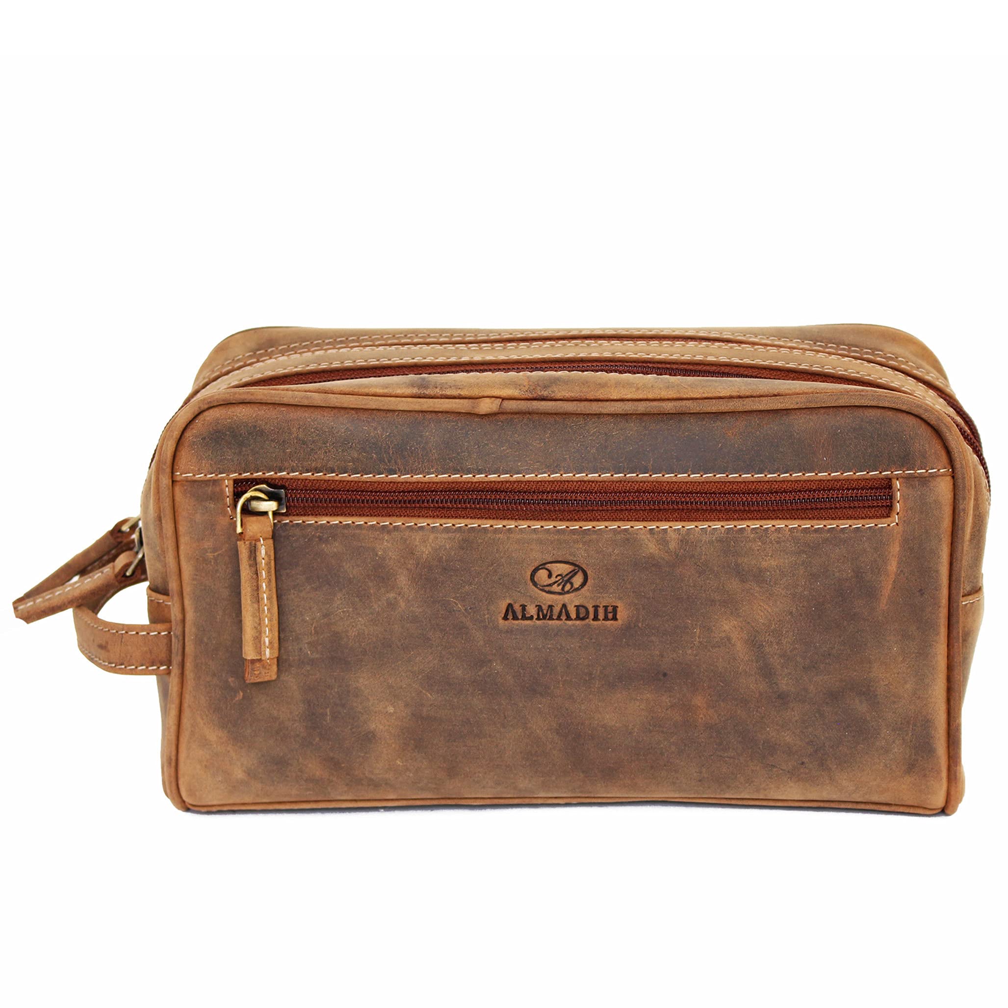ALMADIH Pietro - Astuccio in pelle bovina di alta qualità, per penne e matite, per insegnanti e cosmetici, elegante e pratica unisex, Pietro Vintage,