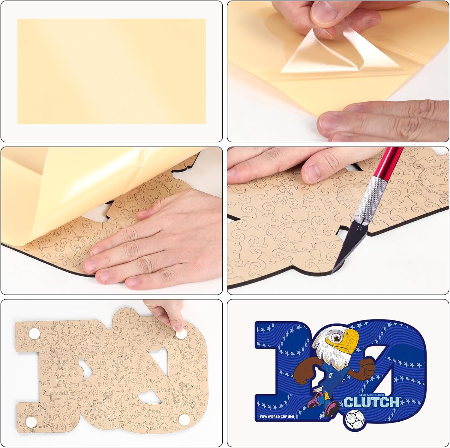 WOODLUX FIFA 2026 World Cup USA Mascot The Bald Eagle 150 Pieces Wooden Puzzles for Kids & Adults, Irregular Shape Jigsaw Puzzle, 5MM Thick, Officially Licensed Product