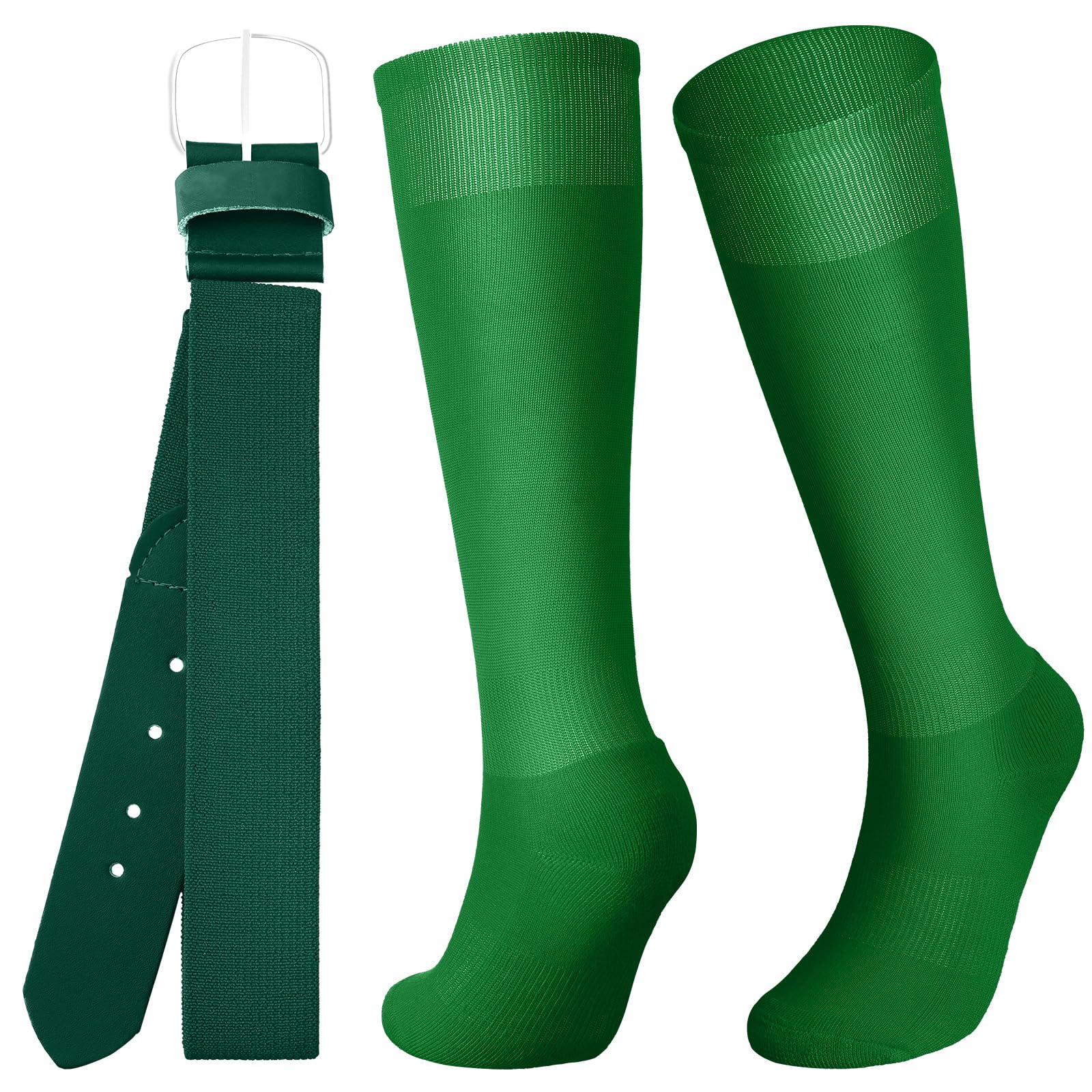 Zhanmai Baseball Belt and Socks Combo Adjustable Softball Socks and Belt Elastic Waist Belt for Youth Boys Girls, and Adult (Youth)