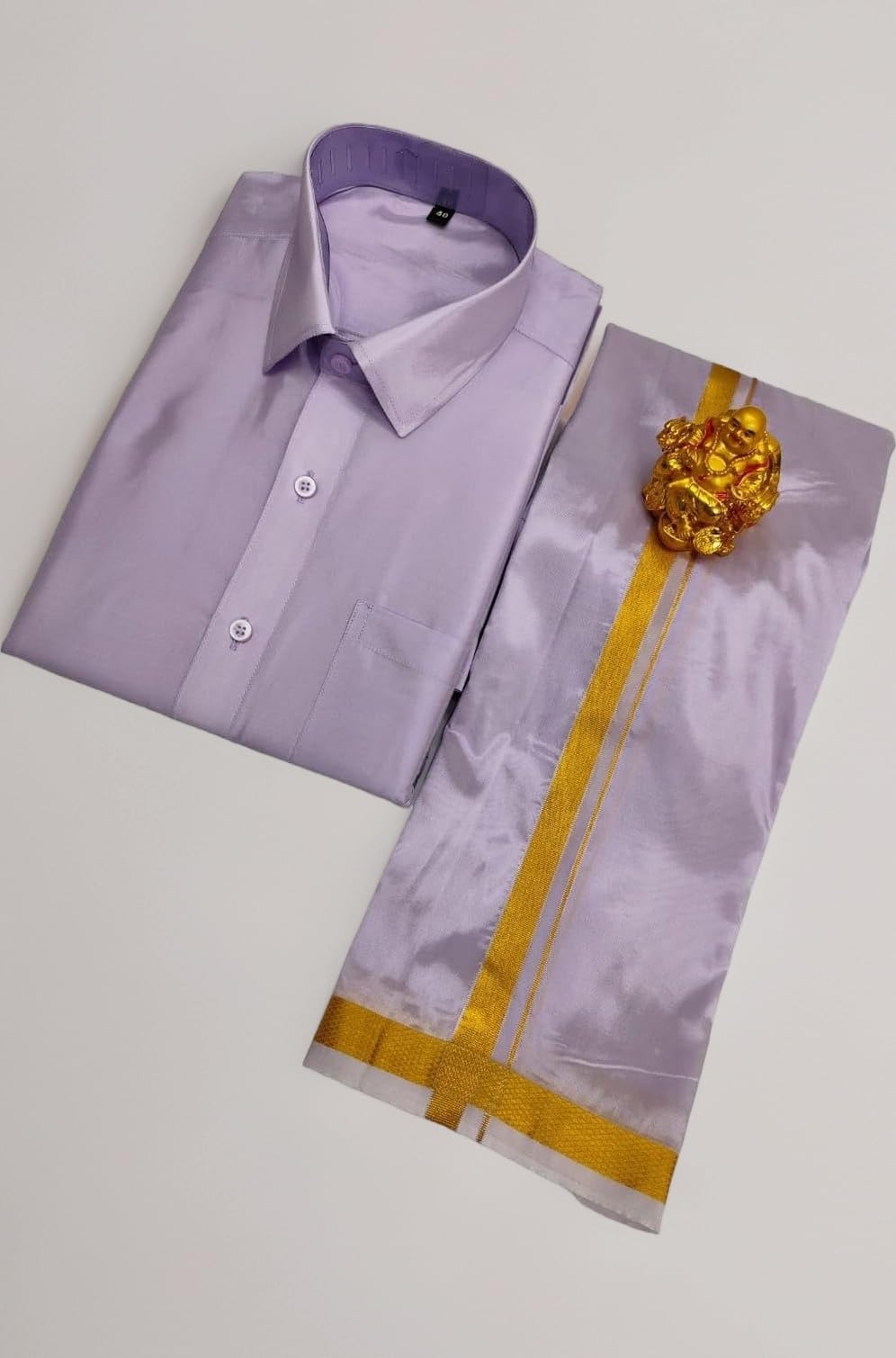Men's Fashion Art Silk Shirt And Dhotis Combo - Full Sleeve
