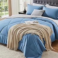 Vista 22 de BEDELITE Juego de ropa de cama con edredón tamaño individual de 5 piezas, reversible, en una bolsa - Juego de cama de lujo suave de microfibra