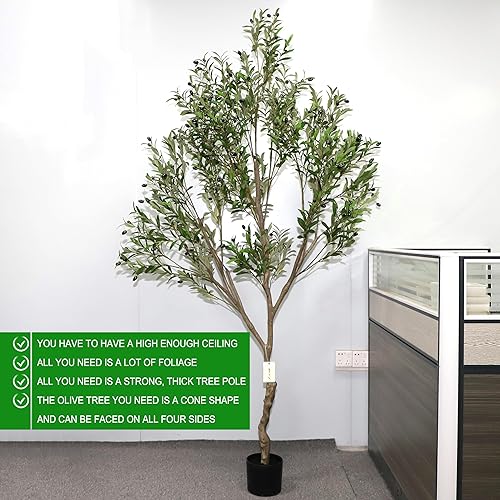 Miniatura 3 de Zsenent Planta artificial de olivo artificial de 7 pies de alto, planta de seda sintética para decoración del hogar y la oficina, árbol en maceta de