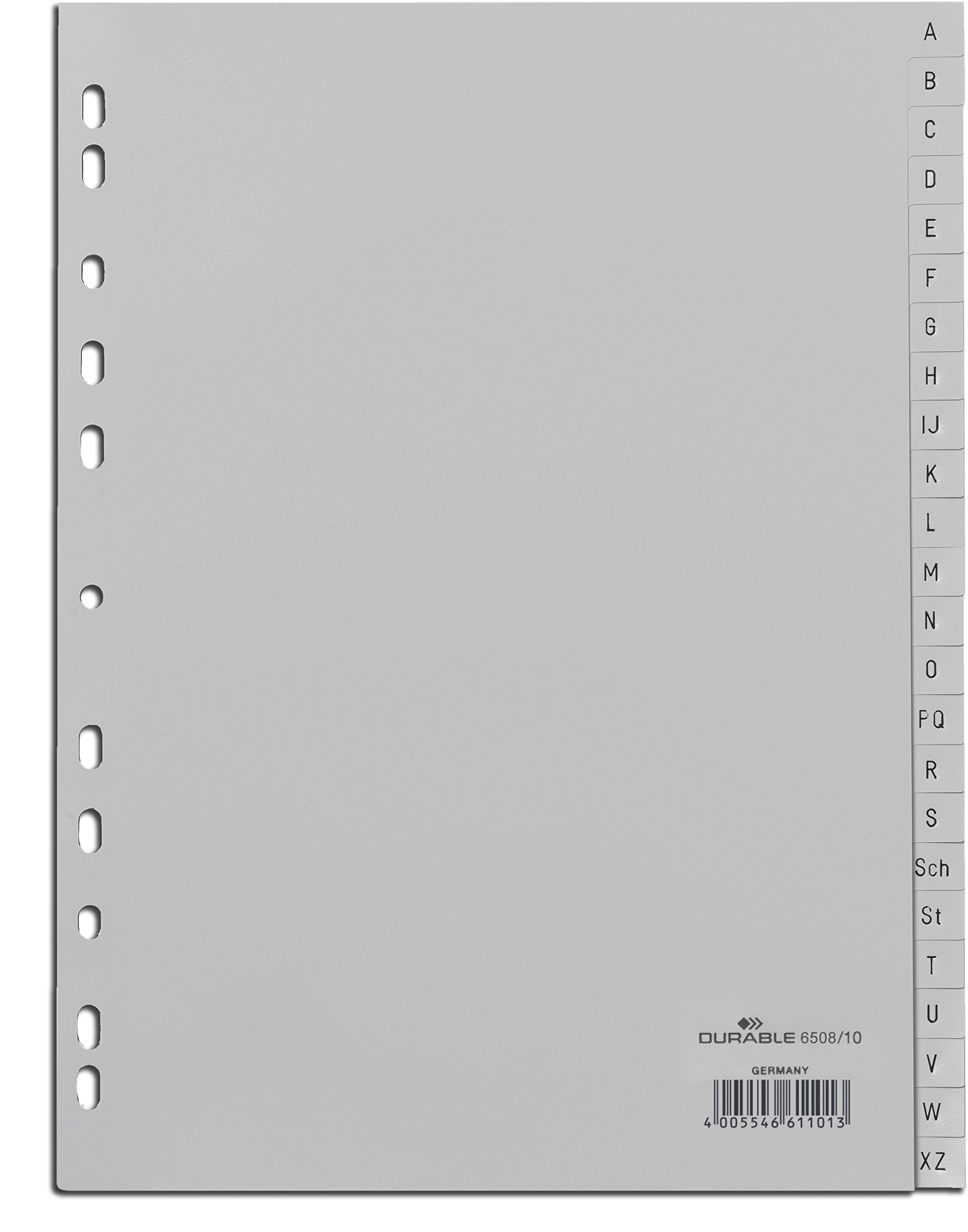 Durable Register A -Z, DIN A4, Grau, PP, Universallochung, 24-teilig (Grau, 30er Pack)