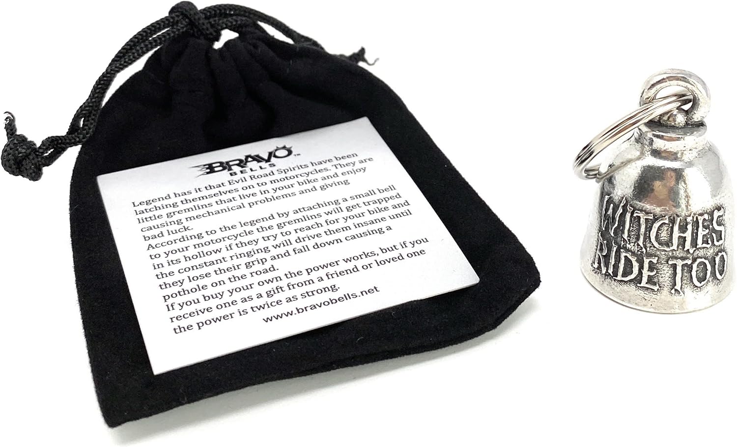 Bravo Bells - Witches Ride Too Bell - Biker Ride Bell Accessory or Key Chain for Good Luck on the Road - Made in the USA - Image 4