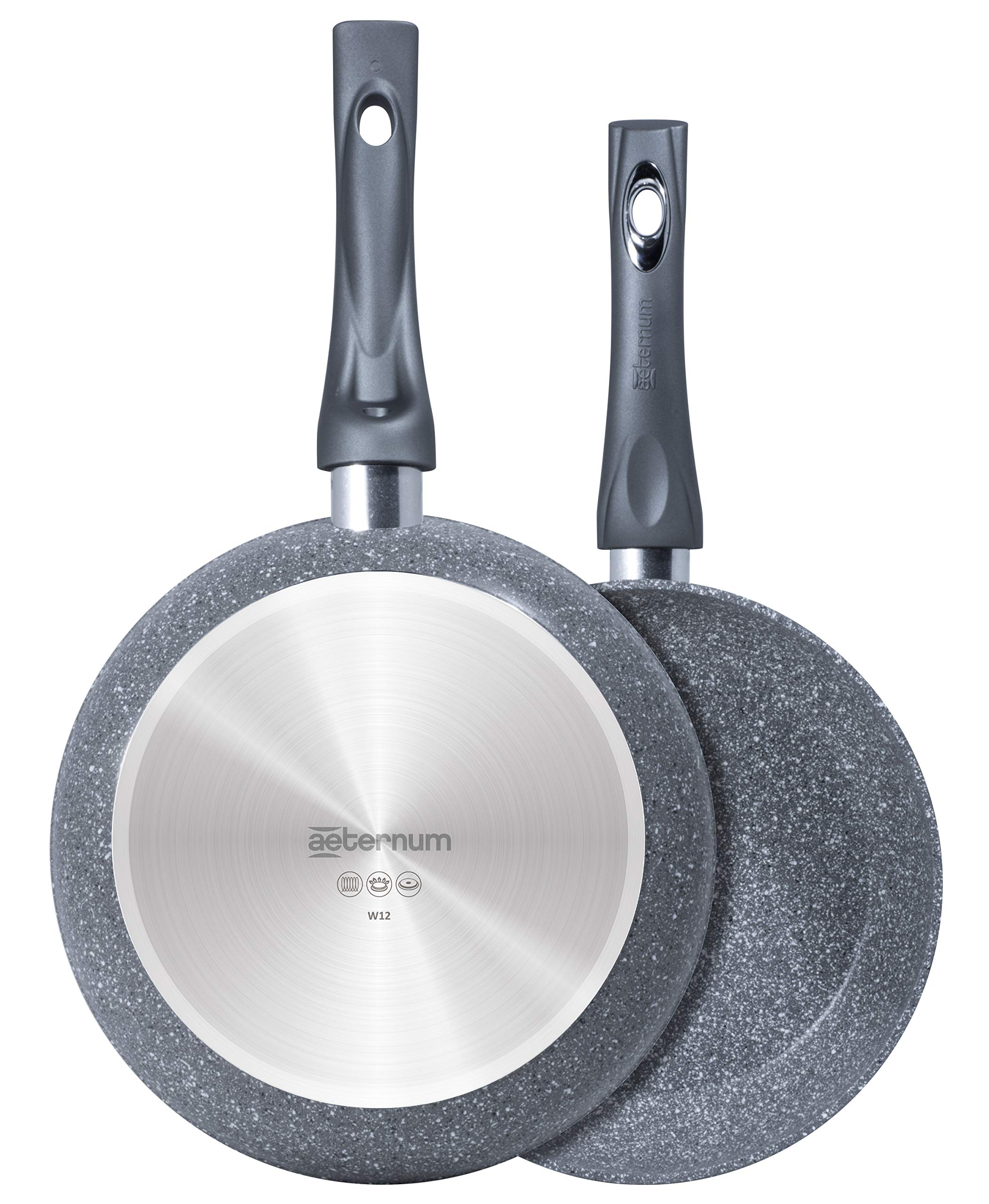 Aeternum, Madame Petravera 3.0, Bis Padelle Antiaderente, Ideale per Induzione, Diametro 24-28 cm, Full Induction, Grigio