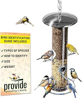 PROVIDE Large Stainless Steel bird feeder, Easy Clean Bird Seed Feeder, bird feeders for small birds, Easy Open wild Bird Feeders. Hanging Bird Feeder for seeds, bird feeders for Wild bird