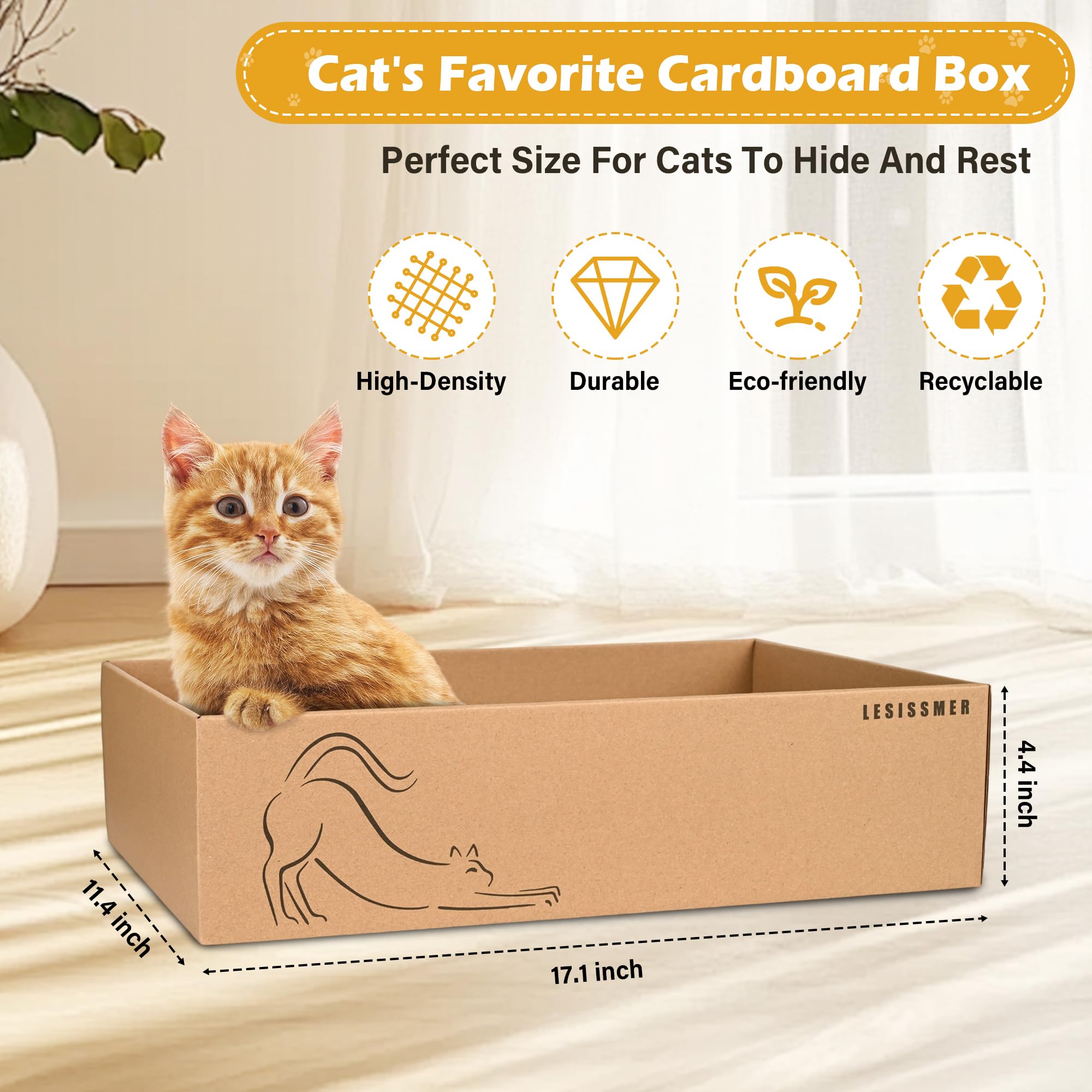 Paquete de 4 tablas de rascar para gatos con caja, rascador para gatos, almohadilla de cartón para gatos de interior (Serie 1)