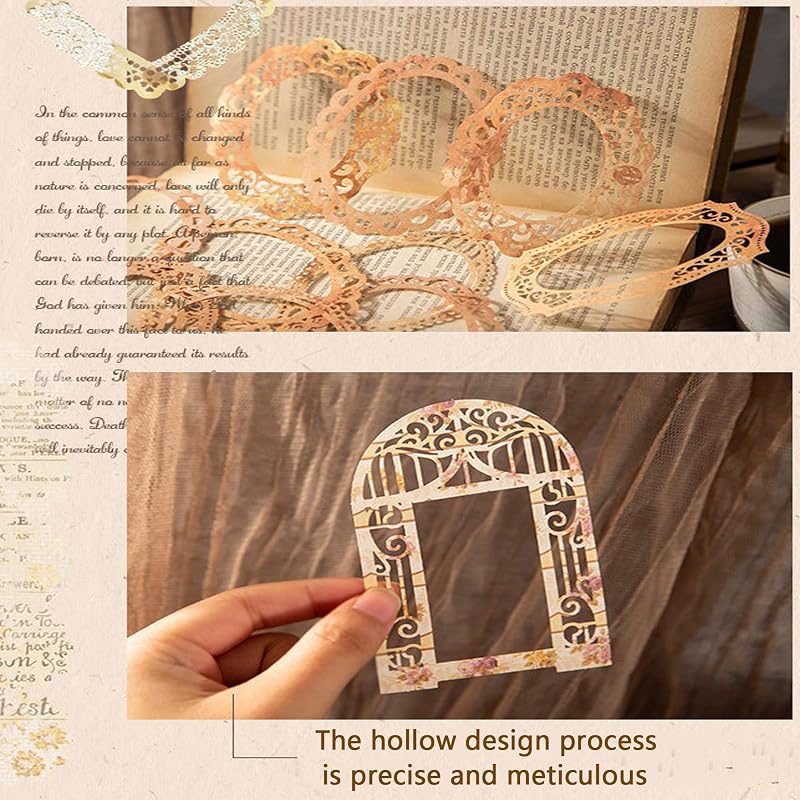 Grasslandy Vintage Csipkés Kivágott Scrapbook Papírkeret 6 Csomag - Naplókészítéshez, DIY Dekorációhoz, Fotóalbumhoz - 5 Alakzat, 10 Minta/C