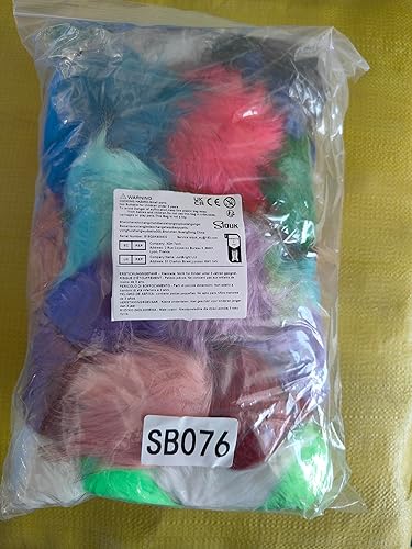 Miniatura 8 de SIQUK 46 pompones de piel sintética con lazo elástico, pompones de piel sintética de zorro para sombreros, zapatos, bufandas, guantes, bolsas,