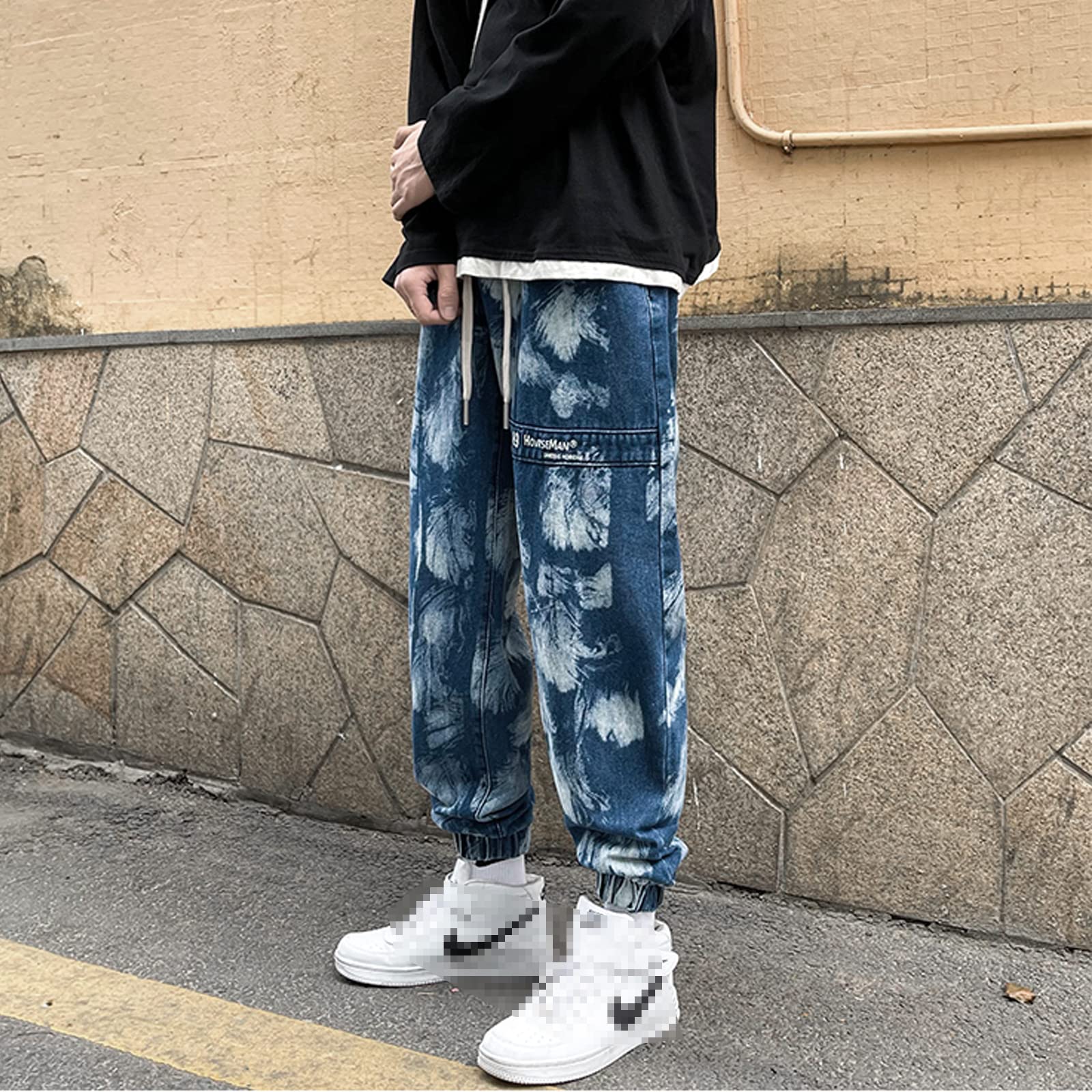 Tkanina dżinsowa do szycia, 100% tkanina bawełniana, cienka tkanina dżinsowa, wzór tie-dye, kreatywna tkanina do szycia koszul krawieckich, ubrań, szycia, patchworkowa, DIY, rozmiar: 1,5 x 2 m