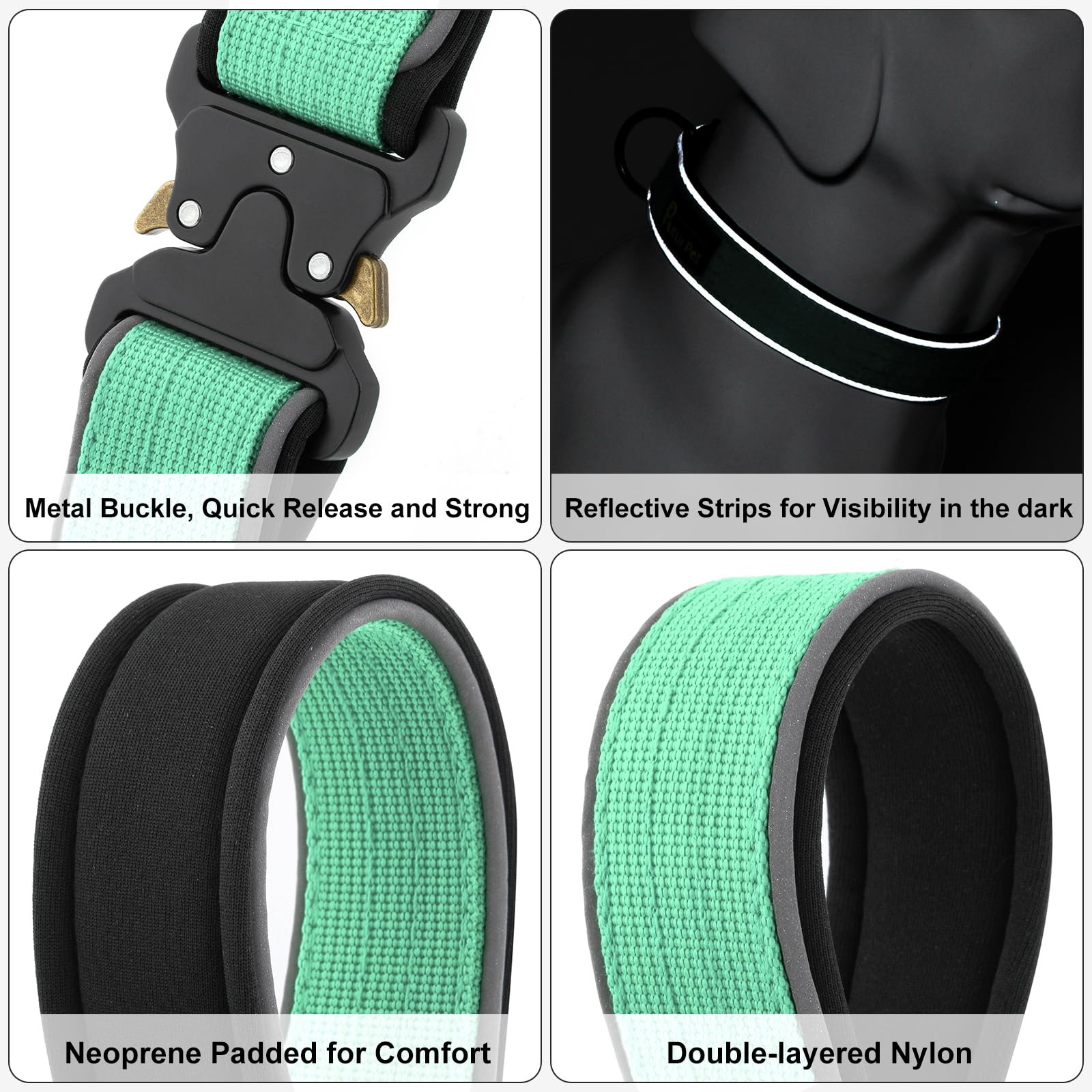 Plutus Pet Tactical Dog Collar, Reflective, Adjustable Heavy Duty Dog Collar, Soft Padded and Comfortable - Image 4