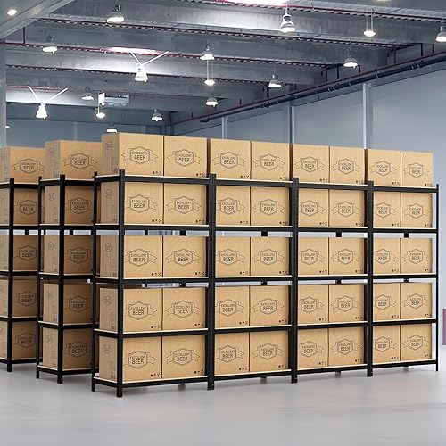 Miniatura 2 de ERGOMASTER Estantes de almacenamiento de garaje de 5 niveles, estantería de garaje de 2920 libras, estantería resistente, ajustable, sin tornillos,