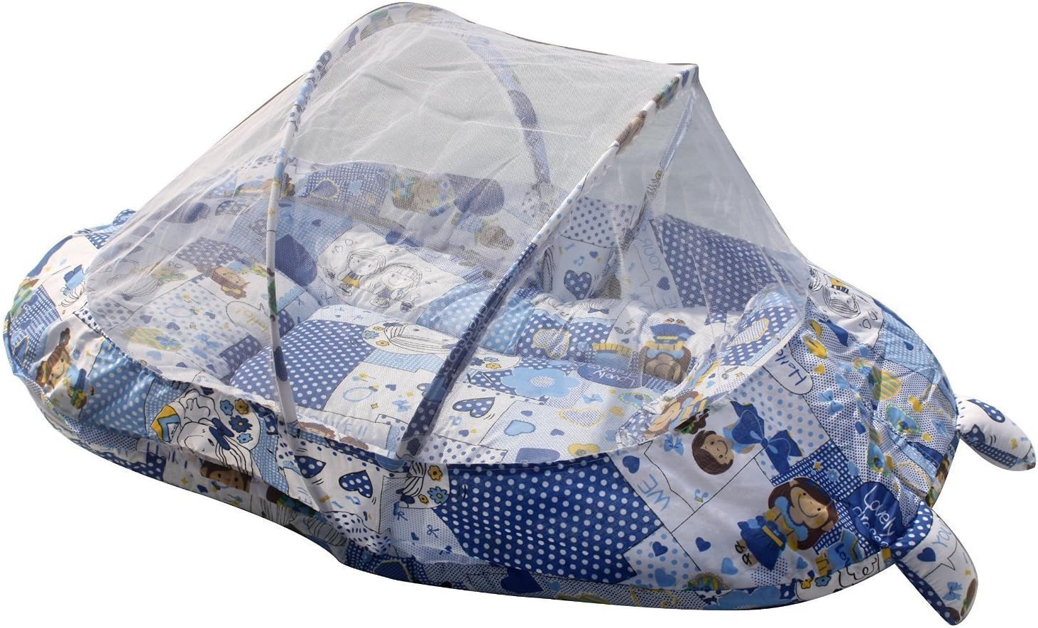 Iblay Cotton Bed Padded Pillow Mosquito Mattress Sleepwear For Babies - Blue