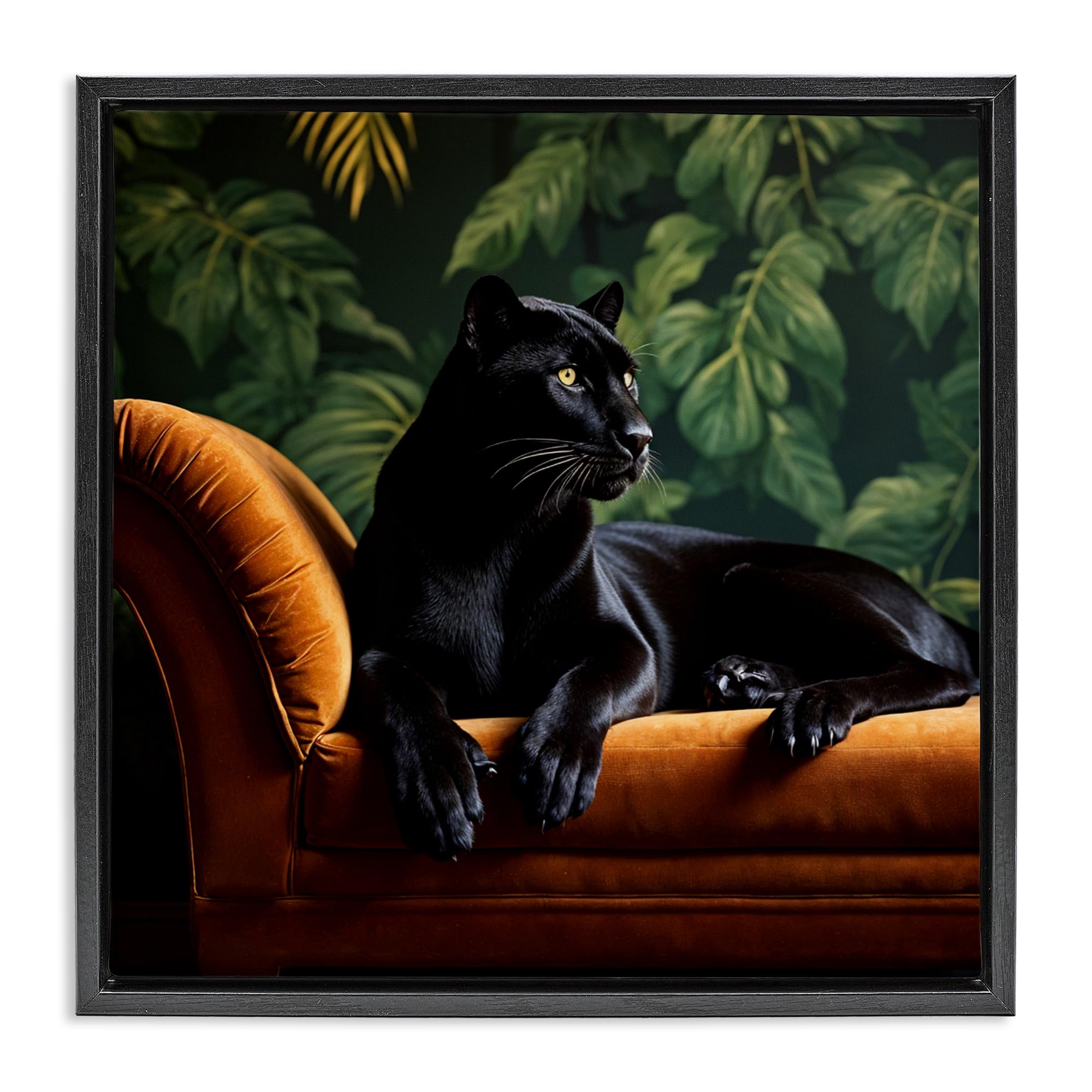 'Majestic Panther on Chaise'| Floating Frame Canvas Art