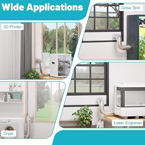 Miniatura 9 de Chiligent Kit de ventilación de ventana, puerto de ventilación universal para conductos de 3 y 4 pulgadas, kit de sellado de ventana ajustable con