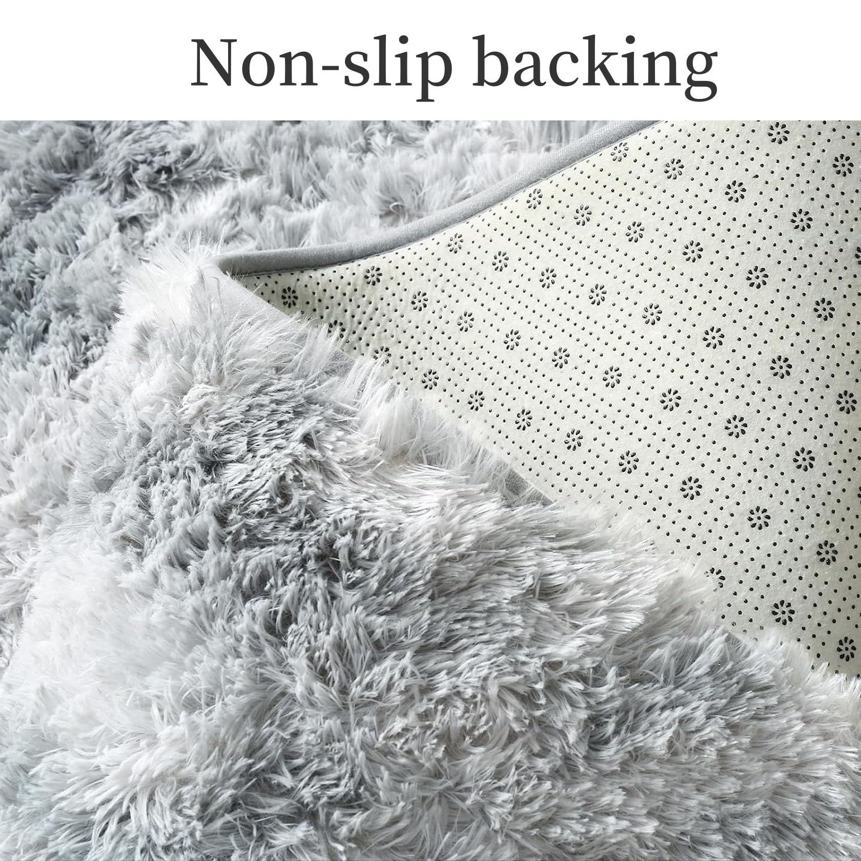 Teppich Kurzflor 65 x 230 cm Anti-Rutsch Unterseite, Super Soft, Felloptik Shaggy Hochflor Teppich Läufer Flur für Schlafzimmer Büro Bereich Dekor, Hellgrau