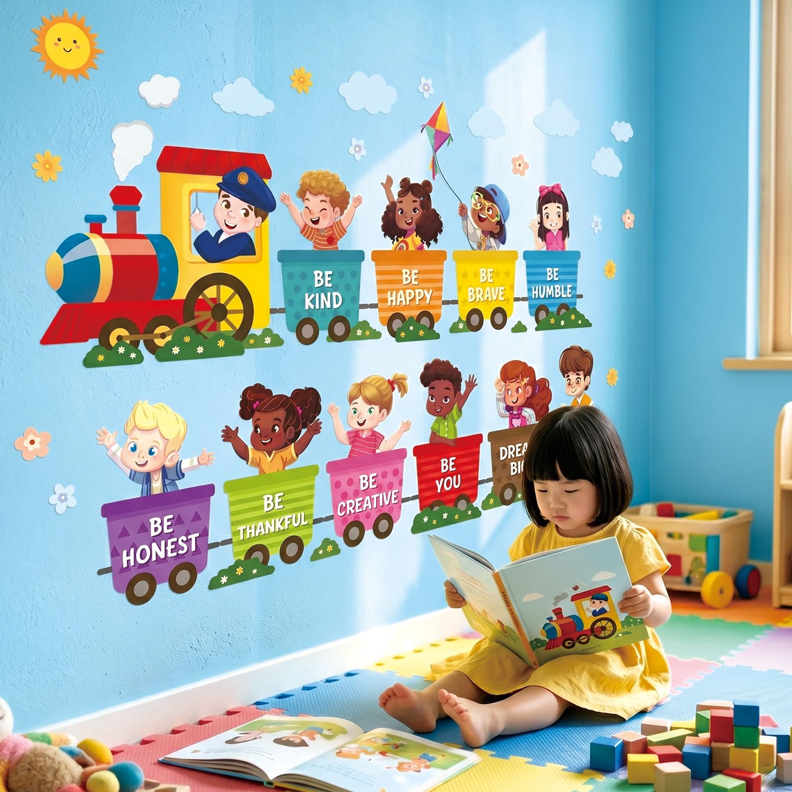 Decowall Learning Positive Positive Quotes Train Wall Stickers Peel & Stick Removable Wall Decals For Kids’ Bedroom, Living Room, Nursery, Playroom & Classroom (Sg2-2512)