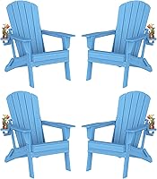 Vista 26 de Plawdlik - Silla plegable Adirondack, probada según SGS, textura de madera con portavasos, resistente a todo tipo de clima, cómoda para junto a