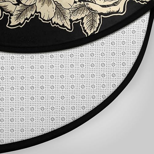 Miniatura 4 de keepcute Alfombra redonda de calavera de 2 pies, color negro, redonda, antideslizante, lavable, para cocina, dormitorio, sala de estar, 2 x 2 pies,