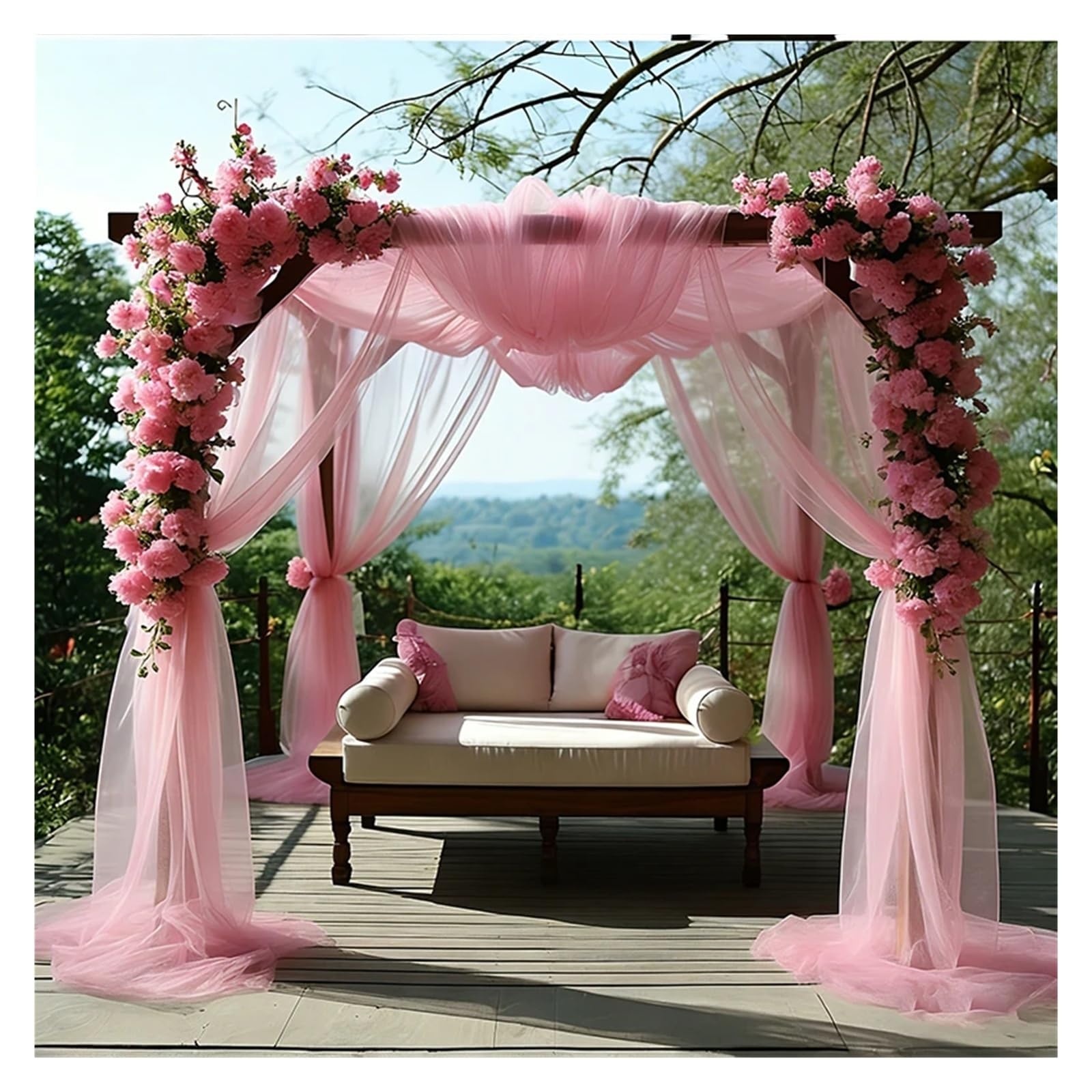 Panneaux De Rideaux De Plafond Rideaux de Plafond en Tissu Transparent for Arc Mariage, Rideau d'arrière-Plan Tulle for cérémonie, décoration Tente Douche mariée(Light Pink,160x1000cm)