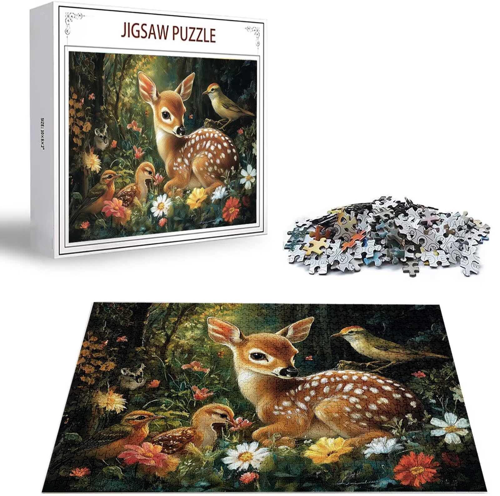 Puzzle Cervo Puzzle 2000 Pezzi Jigsaw Adulti DIY Classici Gioco, Puzzles a Forma di Uccello, Giochi Rilassamento e Intelligence per Ragazzi da 14 Anni 100 x 70 cm/2000 pcs con Regalo in Legno B-1904