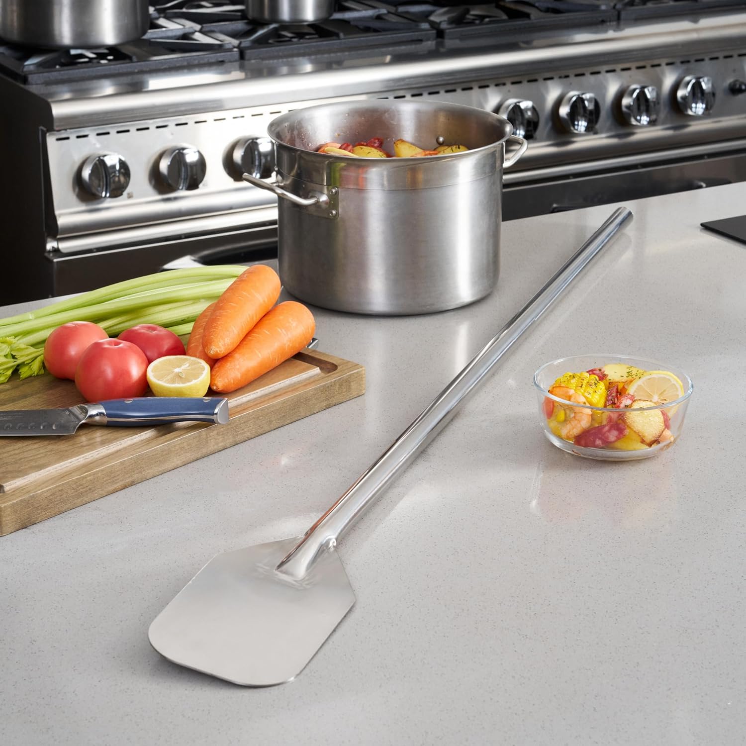 Restaurantware 48 Inch Stainless Steel Mixing Paddle - 24 Count - Met Lux Stir Paddle, One-Piece Stainless Steel, Long Design - Dishwashable Cooking Tool For Mixing and Stirring Batters, Soups, Stews