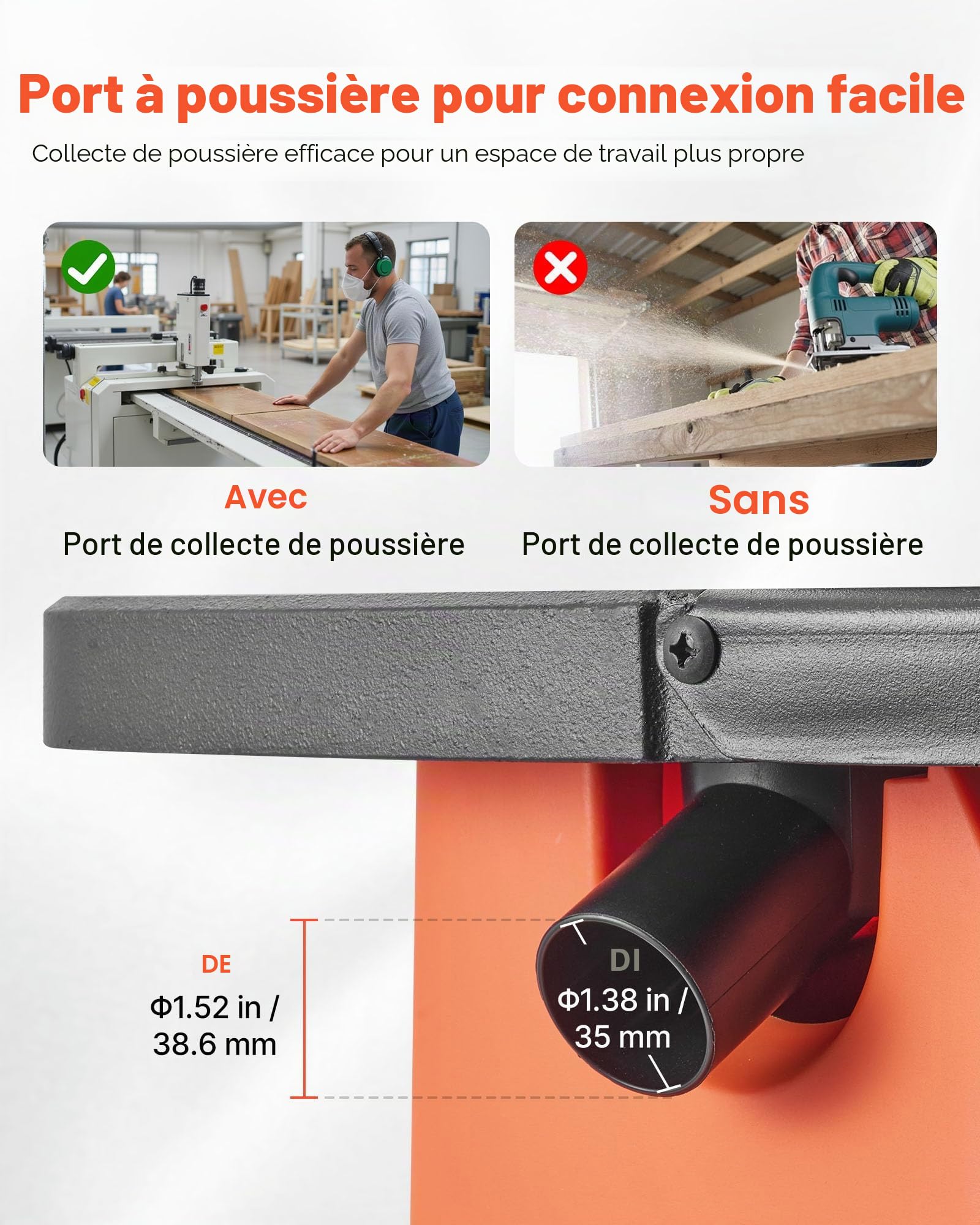 VEVOR Ponceuse à Broche Oscillante d'Établi 2000 tr/min Course 16 mm, 5 Manchons 12,7 mm 19 mm 25,4 mm 38,1 mm 50,8 mm, Bande Abrasive 610 x 98 mm pour Travail du Bois, Ponçage de Meubles, Bricolage