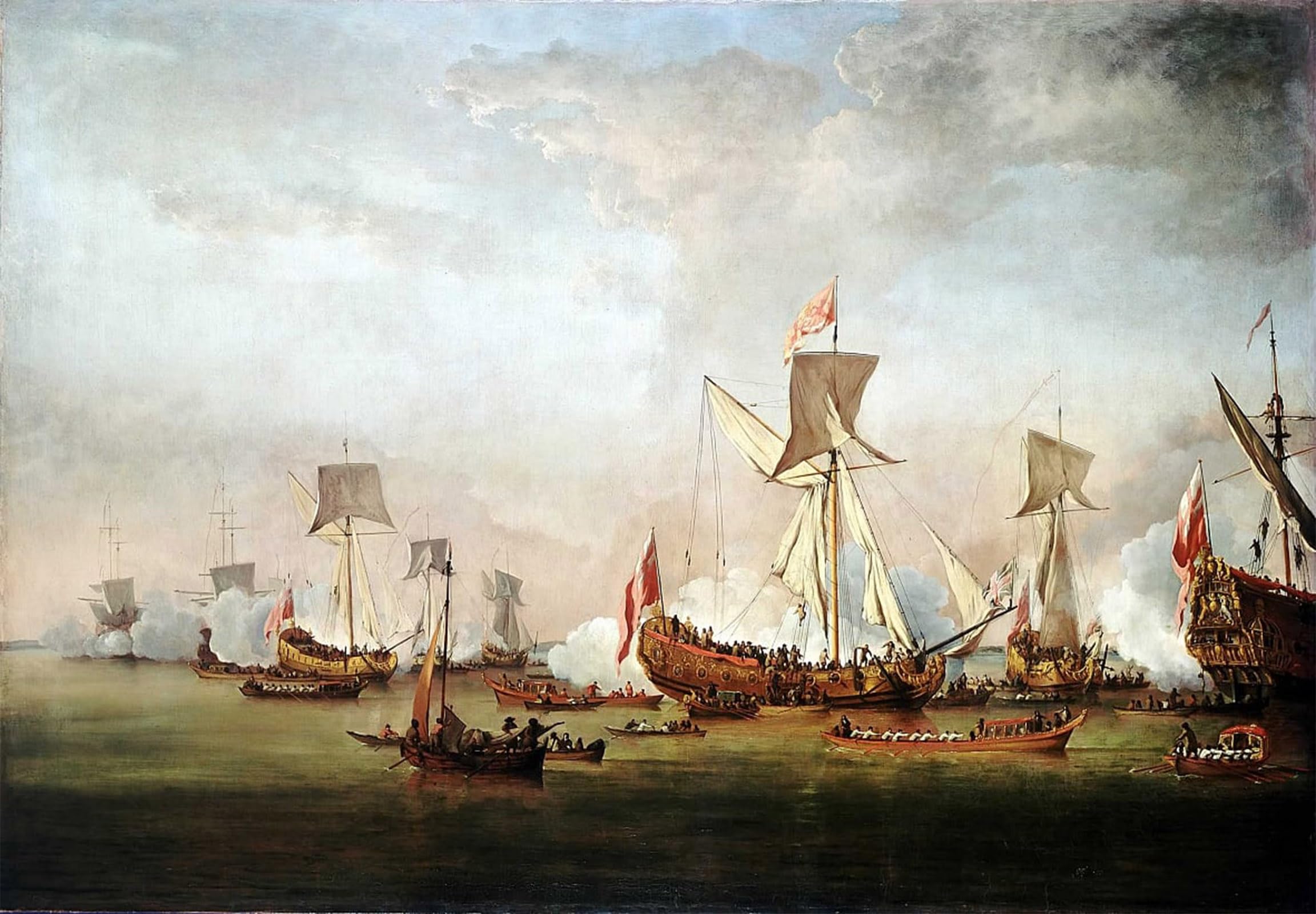 POSTERIIk Vintage Art Print Images Pictures Print the Departure of William of Orange by Willem Van De Velde the Younger Modern Colour Posters for Office Home Decor 60x90cm