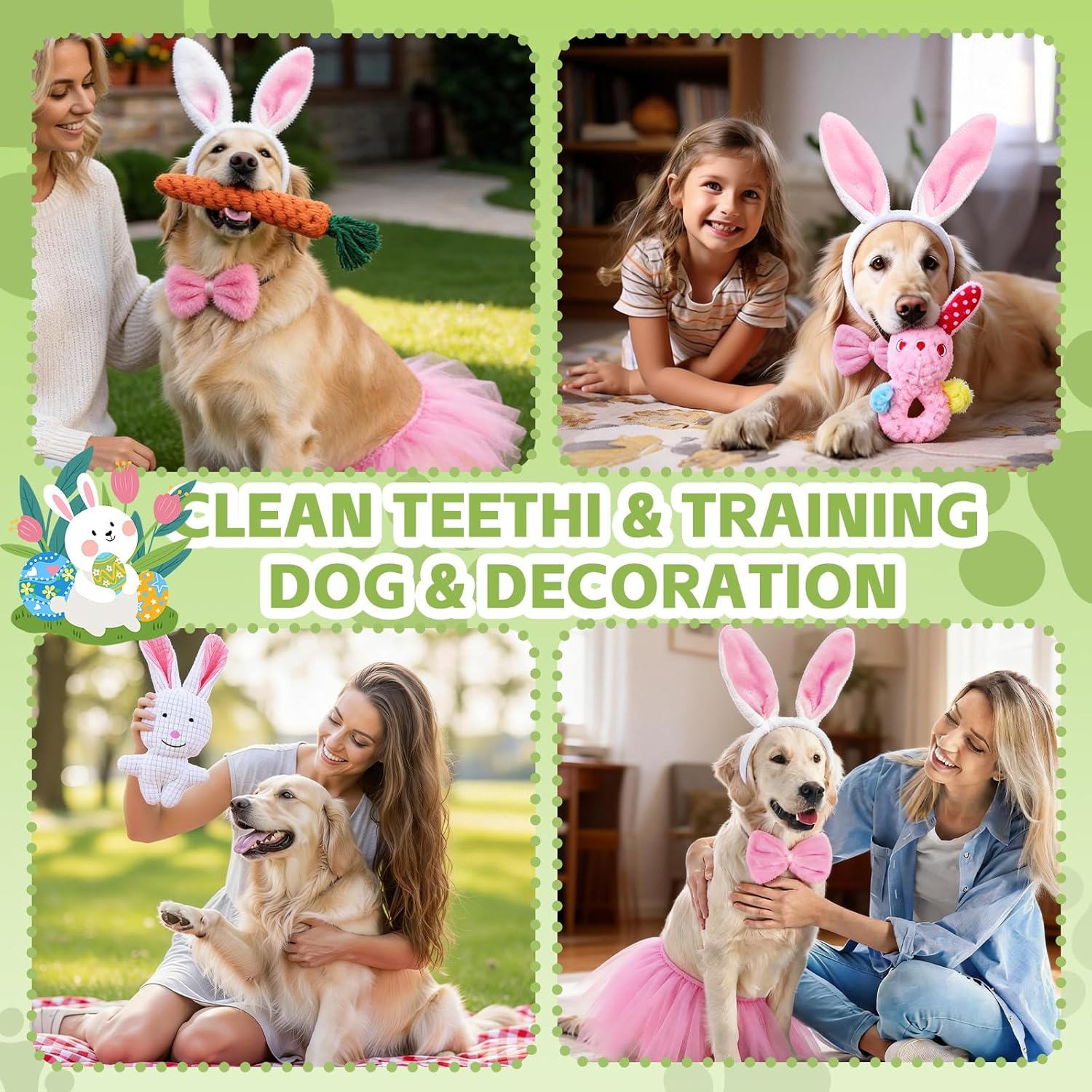 12 Pcs Easter Dog Toys Basket Set Include Dog Squeaky Toy Bunny Costume Plush Easter Eggs Bunny Carrot Shape Stuffed Toy Interactive Chew Toys Easter Gifts for Puppy Small Medium Dogs