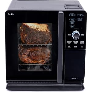 GE Profile™ Smart Indoor Pellet Smoker, with Active Smoke Filtration, 5 Smoke Control Settings, WiFi Connected, Electric, Countertop BBQ Appliance, Black