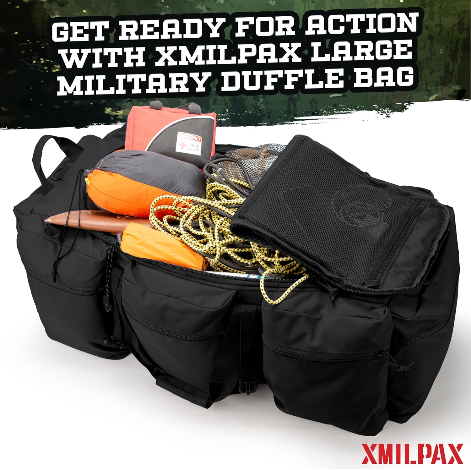 100L Large Military Duffle Bag Deployment Duffel Bag Sports Equipment Travel Luggage Bag with Detachable Backpack Straps… - Image 4