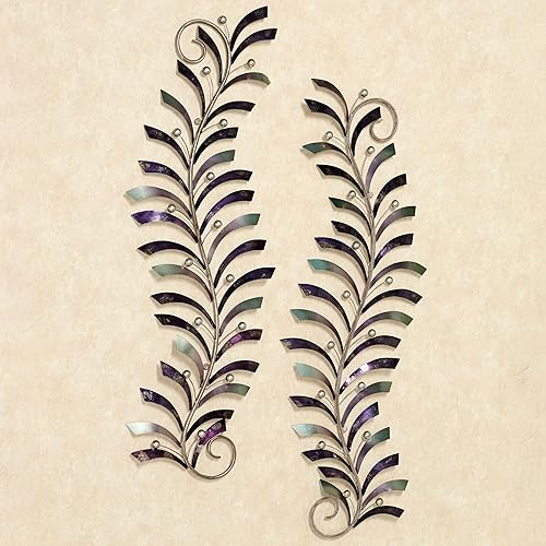 Vista 2 de Natures Dance - Juego de 2 piezas de arte de pared de metal, color morado