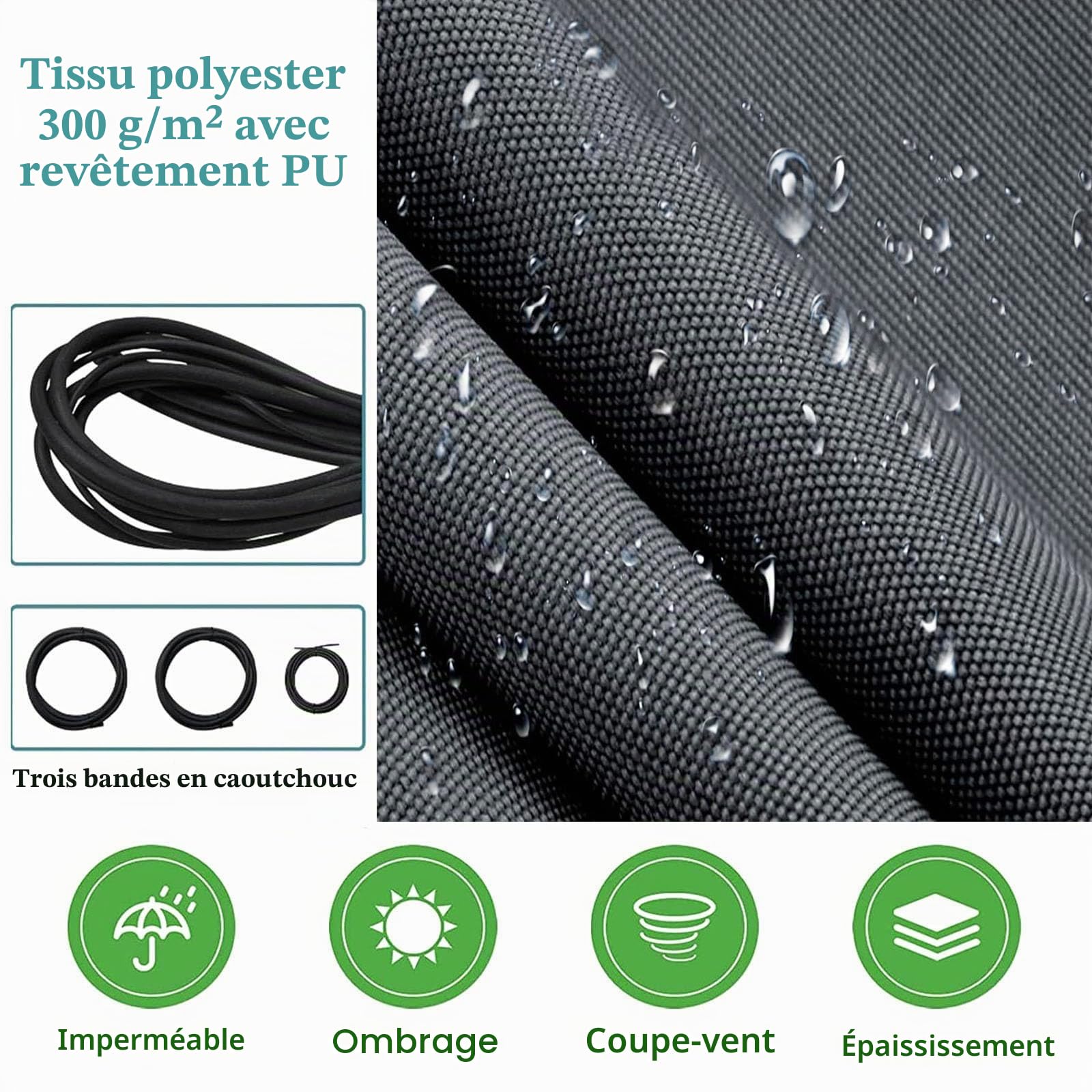 Store banne rétractable Manuel en Tissu pour terrasse, Pare-Soleil d'extérieur, Protection UV, imperméable, pour terrasse et Cour (Dimensions : 4 x 2 m, Couleur : Gris foncé)