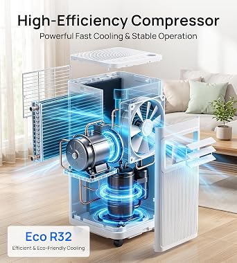 Uthfy 10,000 BTU Portable Air Conditioners, 4-in-1 Portable AC Unit with Cool, Fan, Dehumidifier, Sleep Mode, 24H Timer, Up to 450 Sq.Ft Air Conditioner for Home, Bedroom, Office, Window Kit & Remote