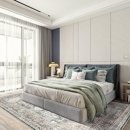 Miniatura 9 de Alfombras de área de 8 x 10 para sala de estar y dormitorio alfombra grande lavable con parte trasera antideslizante, resistente a las manchas,