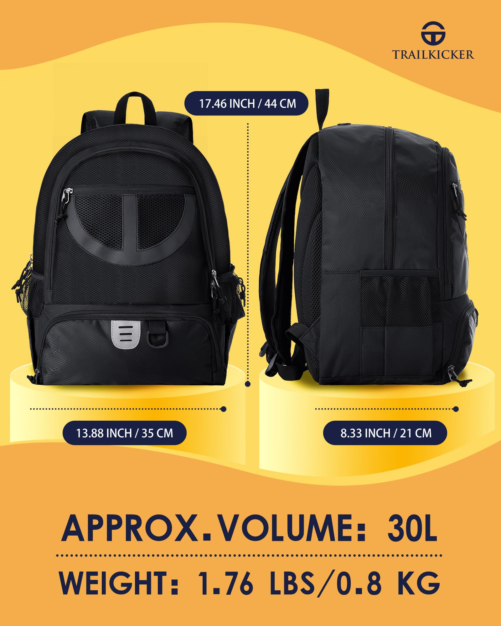 TRAILKICKER Basketballtasche aus Netzstoff, für Sport, Volleyball, Fußball, mit Ball- und Schuhfach, für Jungen, Mädchen, Herren, Damen, Ballausrüstung, Tasche, alle Sportstätten