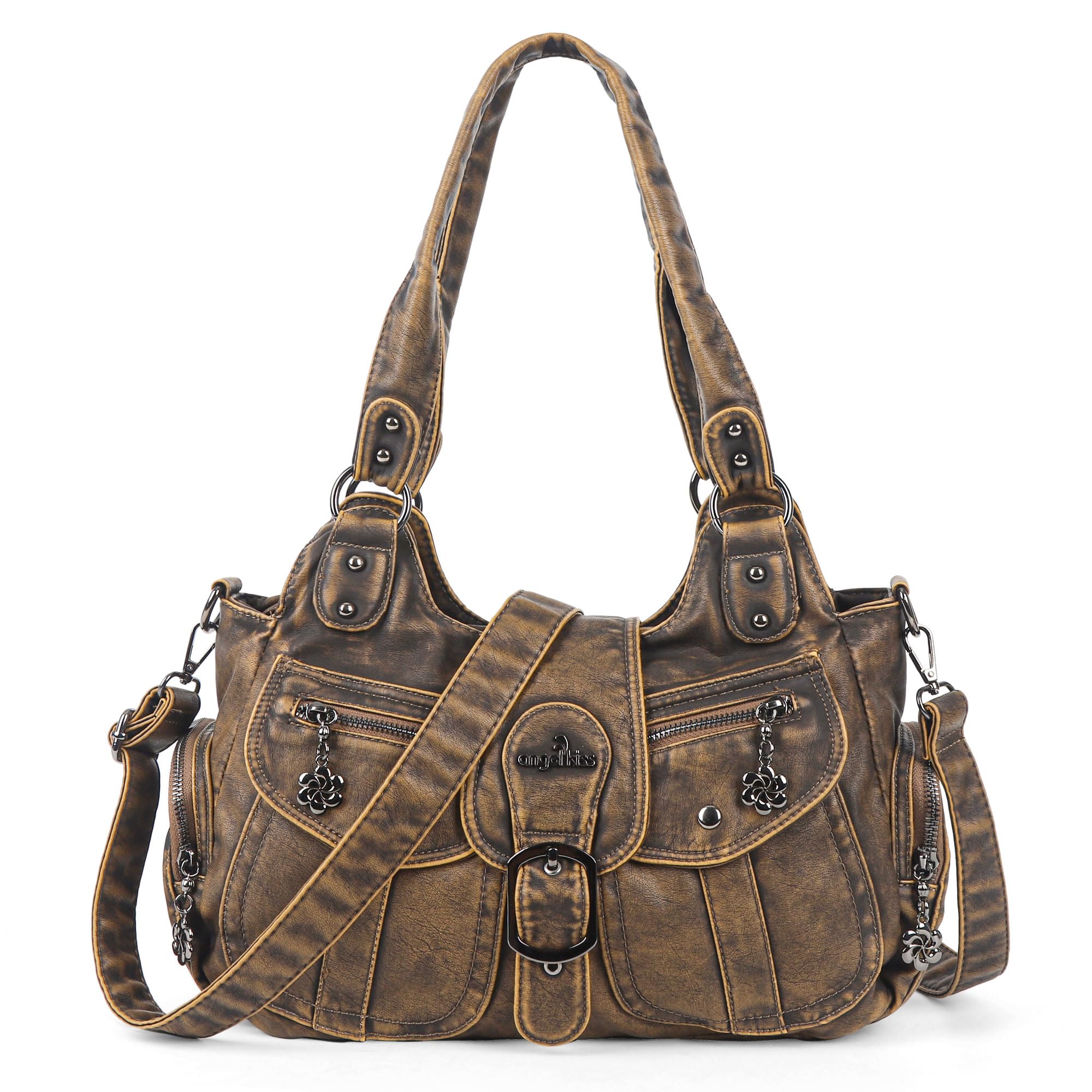 Angel Kiss Hobo Bags for Women Vegan Leather Shoulder Purses and Handbags Ladies Roomy Tote Bags Purse with Crossbody Strap