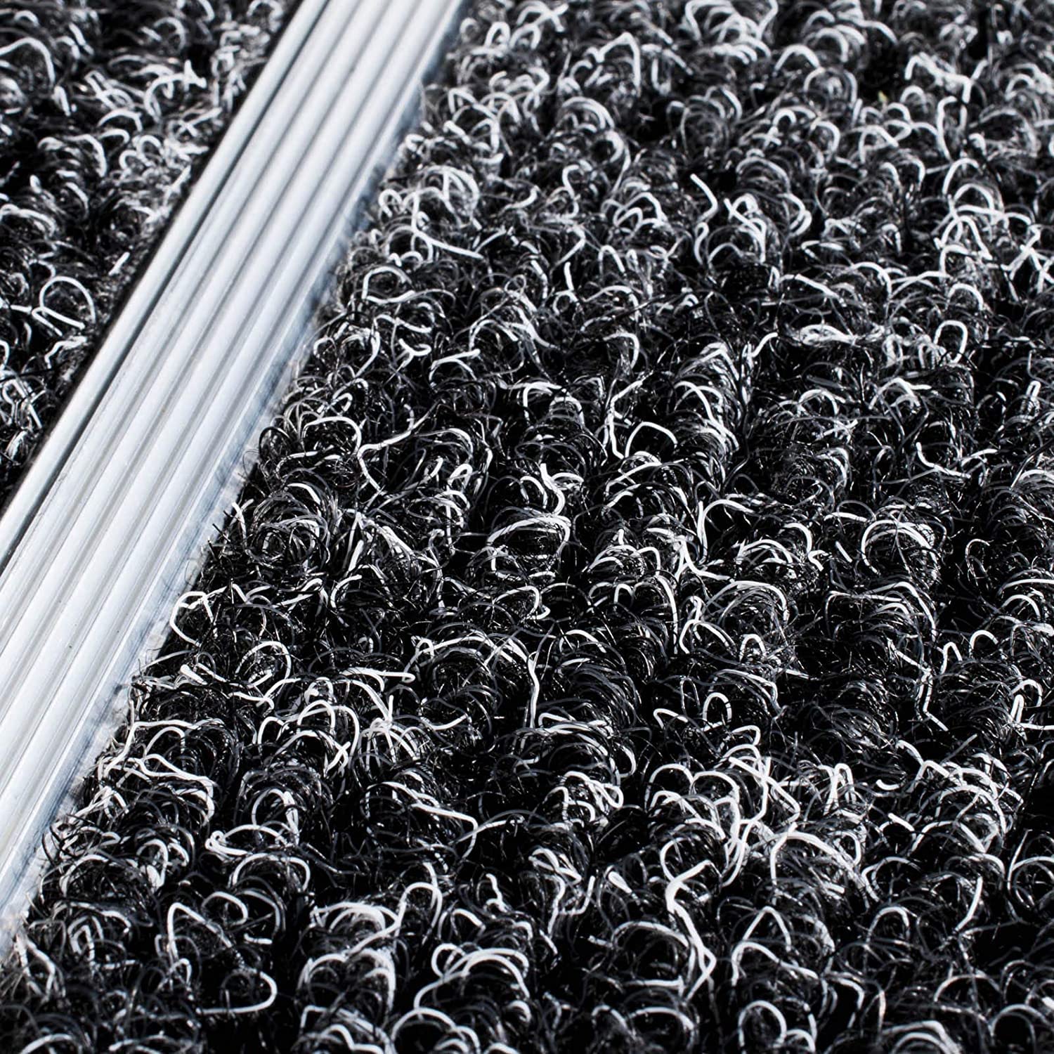 Floordirekt Aluminiummatte | Select Mat Ribbed | Textilfaser-Streifen | Schmutzfangmatte für Innen- und Außenbereich | Fußmatte mit Grobfasern (42 x 60 cm)