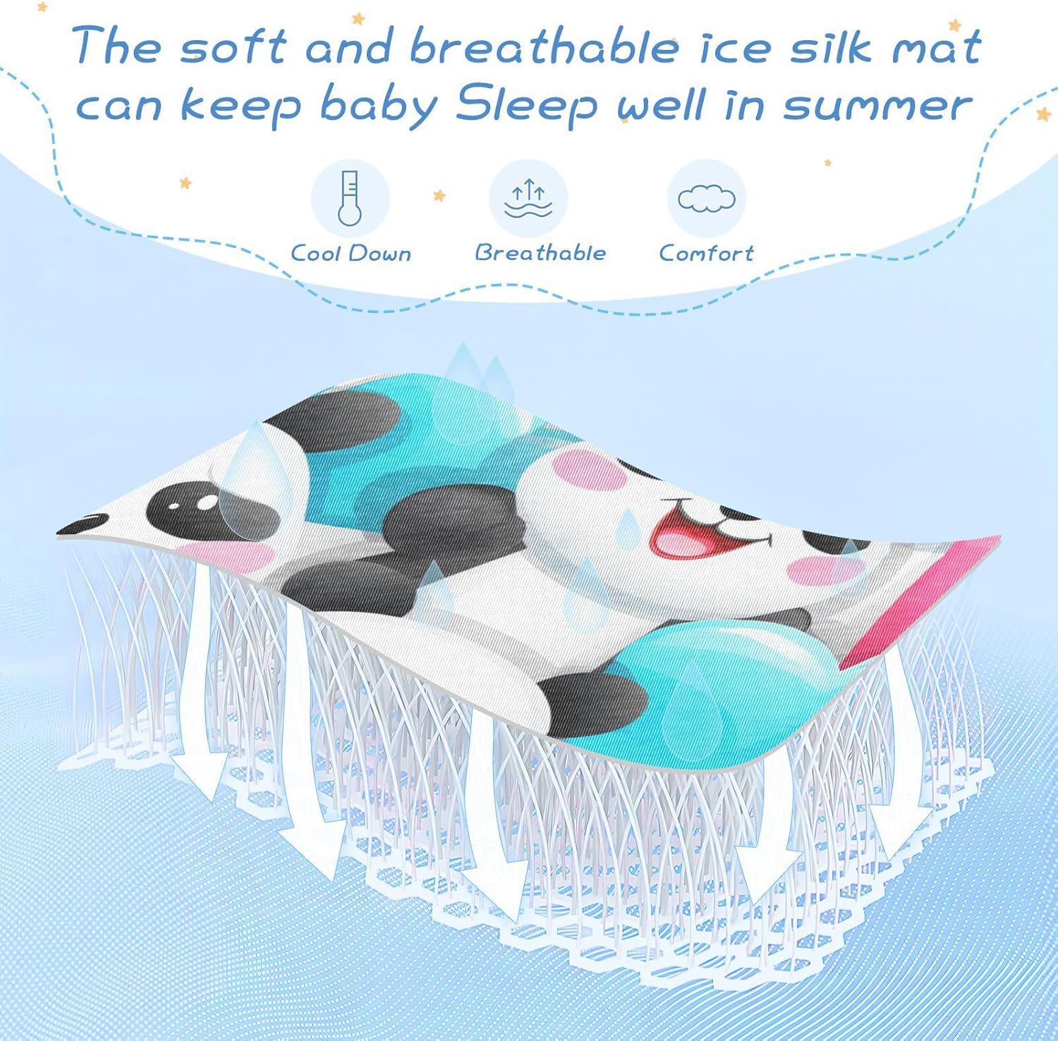 Cute Love Panda Heart Cooling Baby Mattress pad Protector 28" x 52" Reusable Bed Pads for Kids for Baby&Toddler